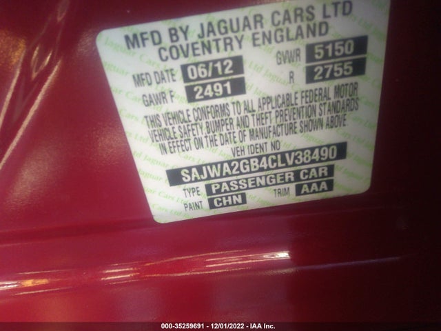 SAJWA2GB4CLV38490 Jaguar Xj Xjl