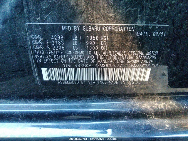 2021 Subaru Impreza, VIN: 4S3GKAL68M3605077