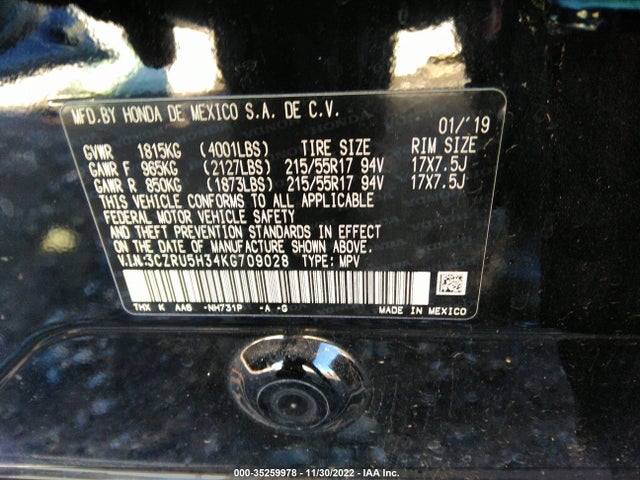 Honda HR-V LX 2019 3CZRU5H34KG709028 Image 9
