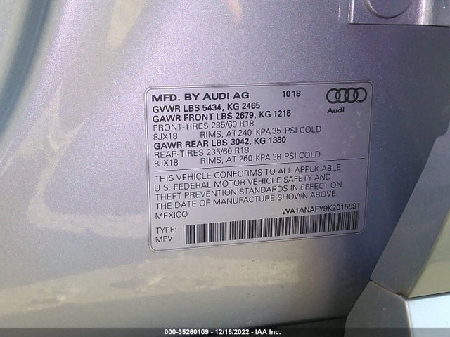 WA1ANAFY9K2015591 Audi Q5 PREMIUM