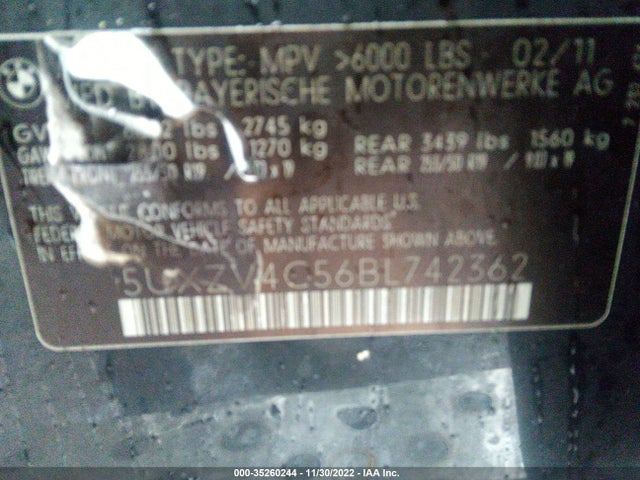 BMW X5 2011 5UXZV4C56BL742362 Image 10