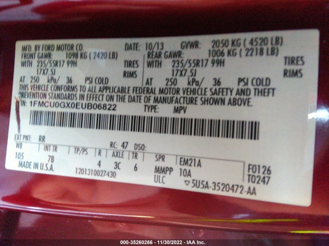 Ford ESCAPE SE 2014 1FMCU0GX0EUB06822 Image 9