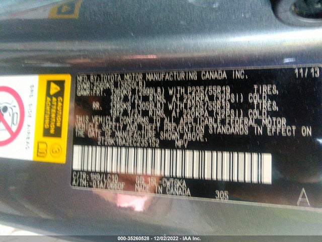 2014 LEXUS RX 350 VIN: 2T2BK1BA2EC235152