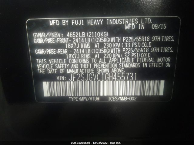 JF2SJGVC1GH455731 Subaru Forester 2.0xt Touring