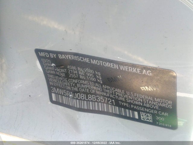 2020 BMW 3 Series, VIN: 3MW5R1J08L8B35721