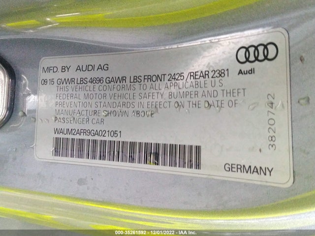 2016 AUDI A5 PREMIUM PLUS VIN: WAUM2AFR9GA021051