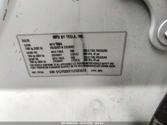 5YJYGDEF7LF023574 Tesla Model Y Long Range/performance