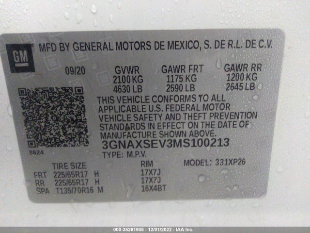 Chevrolet lyx 2021 3GNAXSEV3MS100213 Image 21