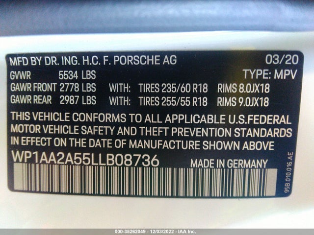 2020 Porsche Macan, VIN: WP1AA2A55LLB08736
