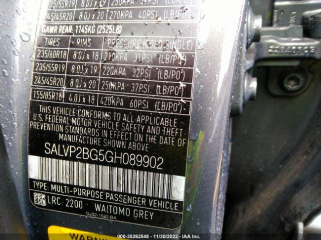 SALVP2BG5GH089902 Land Rover RANGE ROVER EVOQUE