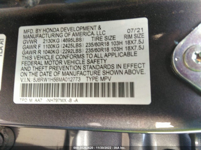Honda CR-V EX 2021 5J6RW1H56MA012773 Image 11