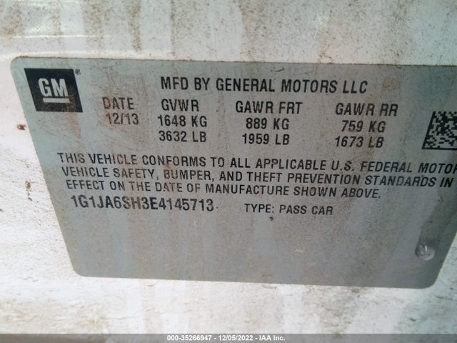 Chevrolet Sonic Ls Auto 2014 1G1JA6SH3E4145713 Image 9