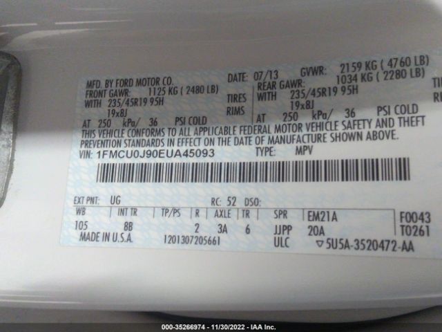 1FMCU0J90EUA45093 Ford Escape Titanium