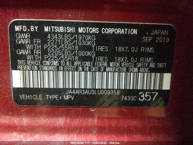 Mitsubishi OUTLANDER SPORT 2020 JA4AR3AU3LU009358 Image 10