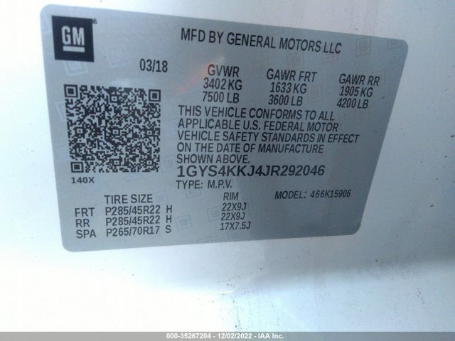 2018 Cadillac Escalade, VIN: 1GYS4KKJ4JR292046