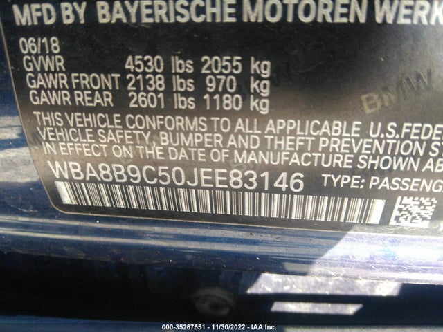 2018 BMW 3 Series, VIN: WBA8B9C50JEE83146