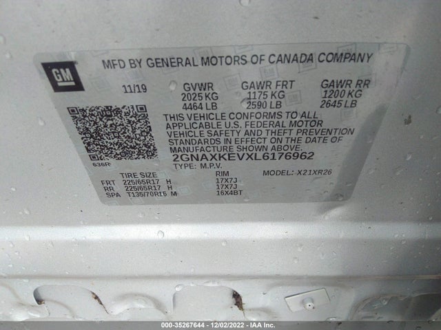 Chevrolet EQUINOX LT 2020 2GNAXKEVXL6176962 Image 9