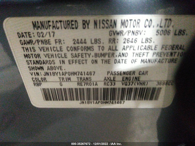 2017 Infiniti Q70, VIN: JN1BY1AP0HM741467