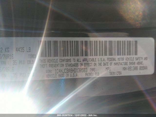 1C4NJCBA9HD130583 Jeep Compass Sport