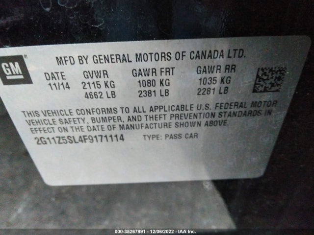 2015 CHEVROLET IMPALA LS VIN: 2G11Z5SL4F9171114