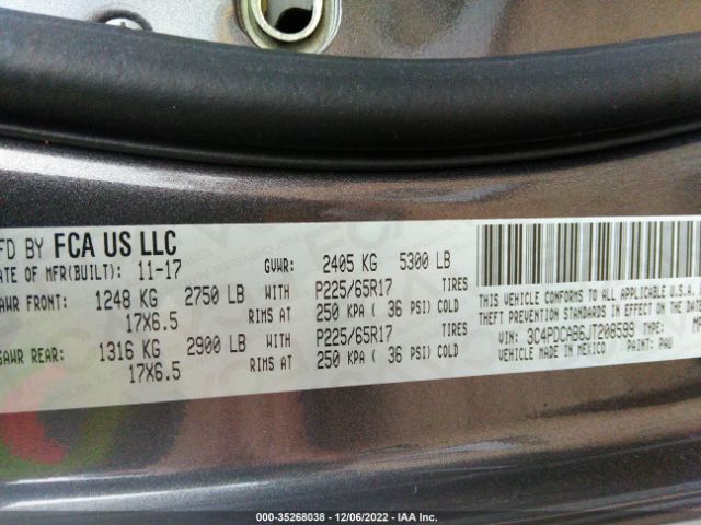 3C4PDCAB6JT208599 Dodge JOURNEY SE