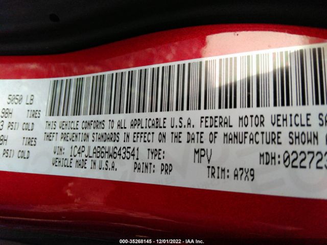 1C4PJLAB6HW643541 Jeep Cherokee Sport