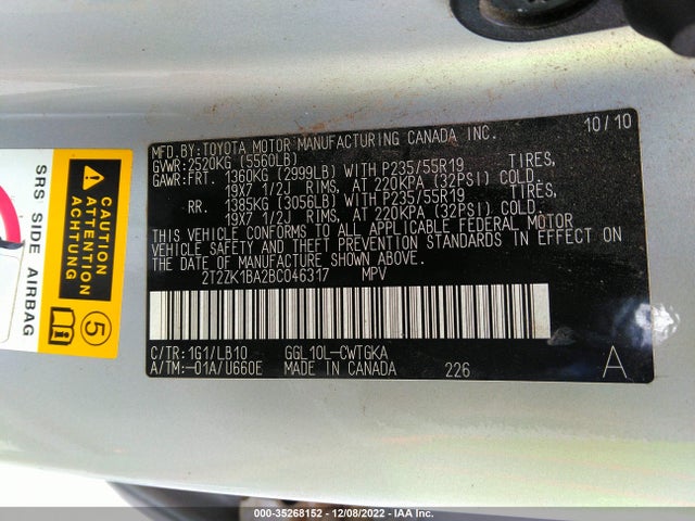 Lexus RX 350 2011 2T2ZK1BA2BC046317 Image 10