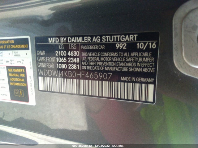 2017 MERCEDES-BENZ C 300 4MATIC VIN: WDDWJ4KB0HF465907