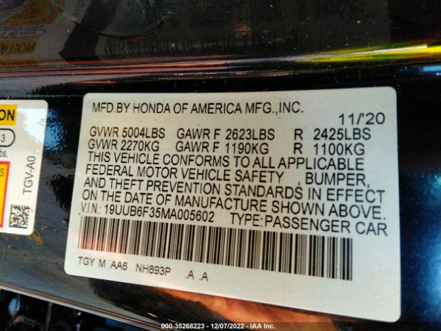 19UUB6F35MA005602 Acura TLX