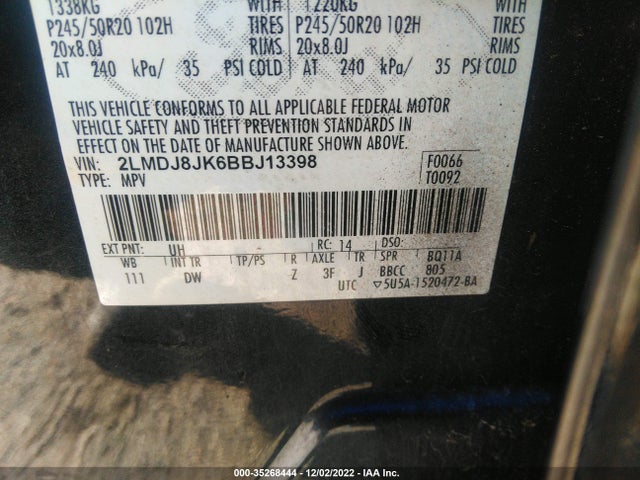 Lincoln MKX 2011 2LMDJ8JK6BBJ13398 Image 10