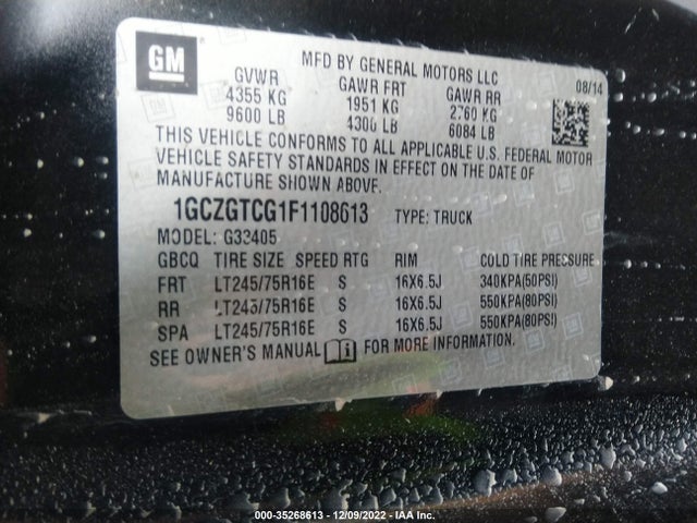 2015 Chevrolet Express, VIN: 1GCZGTCG1F1108613