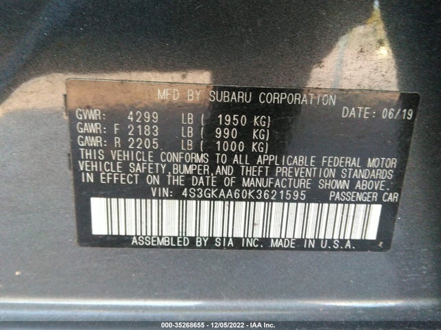 Subaru Impreza 2019 4S3GKAA60K3621595 Image 11