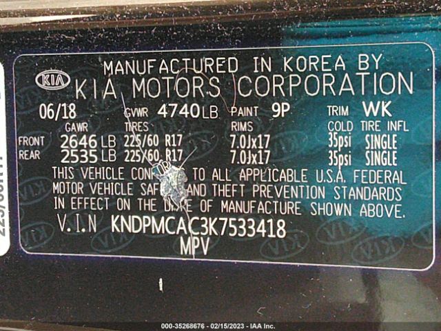 KNDPMCAC3K7533418 KIA Sportage Lx