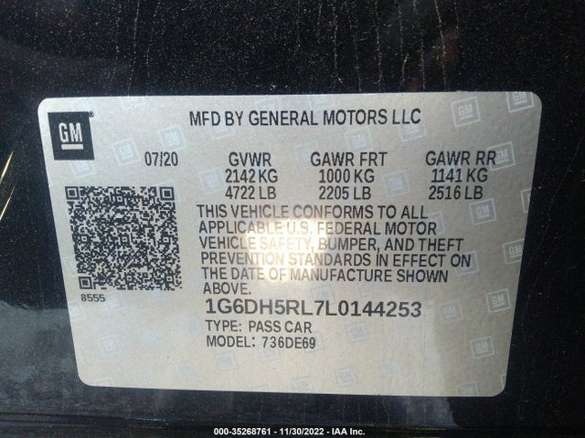 2020 Cadillac CT4, VIN: 1G6DH5RL7L0144253