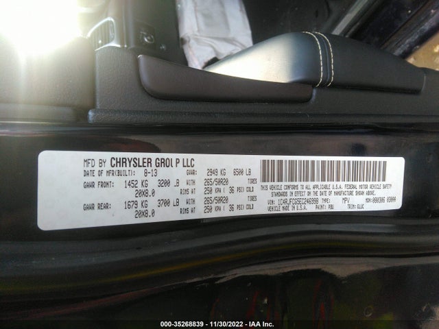 2014 JEEP GRAND CHEROKEE OVERLAND VIN: 1C4RJFCG5EC246998
