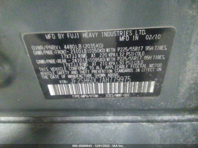 JF2SH6DC7AH779975 Subaru Forester 2.5x Limited