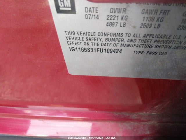2015 Chevrolet Impala, VIN: 1G1165S31FU109424