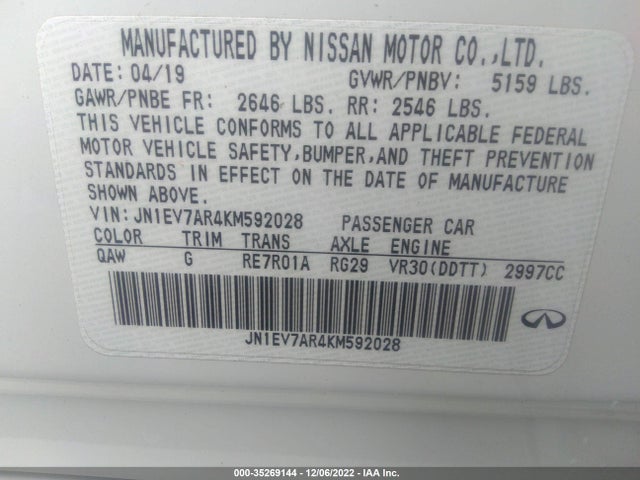 2019 Infiniti Q50, VIN: JN1EV7AR4KM592028