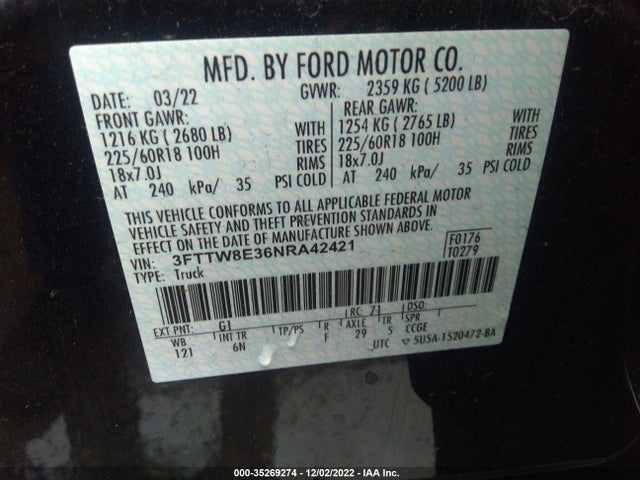 2022 Ford Maverick, VIN: 3FTTW8E36NRA42421