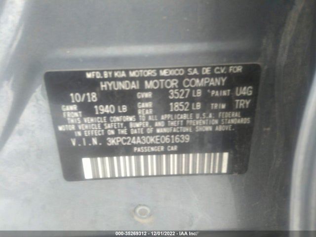 Hyundai Accent Sel 2019 3KPC24A30KE061639 Image 10
