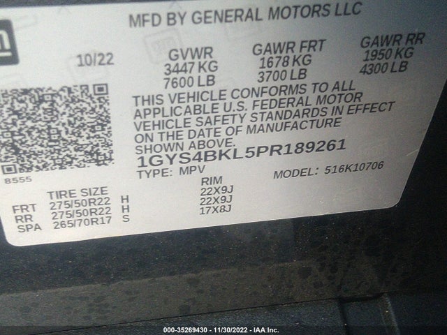 2023 Cadillac Escalade, VIN: 1GYS4BKL5PR189261