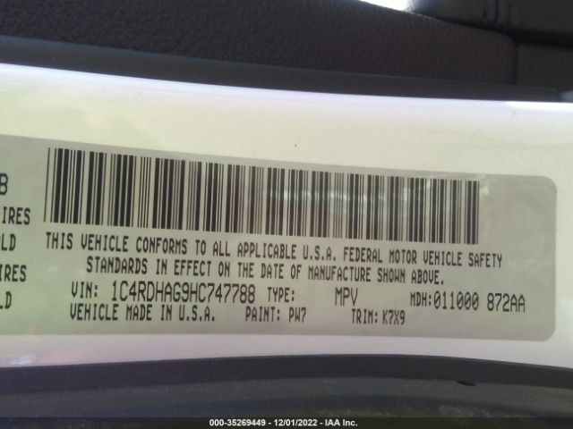 1C4RDHAG9HC747788 Dodge Durango Sxt