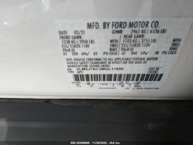 2021 Lincoln Aviator, VIN: 5LM5J7XC3MGL11956