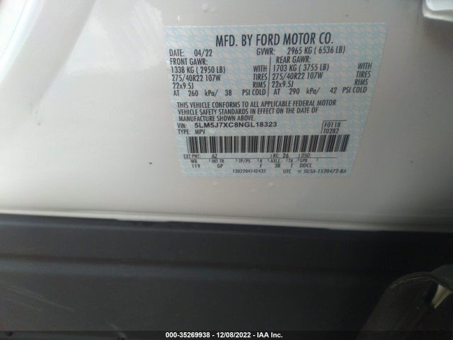 2022 Lincoln Aviator, VIN: 5LM5J7XC8NGL18323