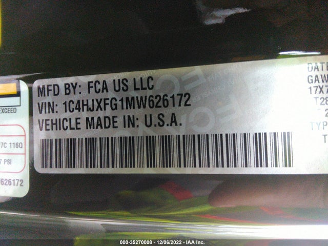 2021 Jeep Wrangler, VIN: 1C4HJXFG1MW626172