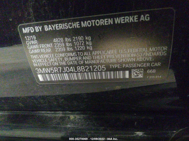 2020 BMW 3 Series, VIN: 3MW5R7J04L8B21205