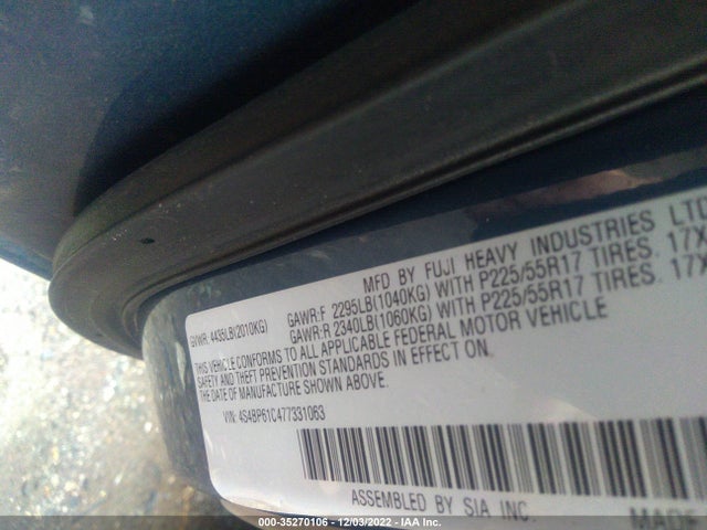Subaru Legacy Wagon Outback 2007 4S4BP61C477331063 Image 9