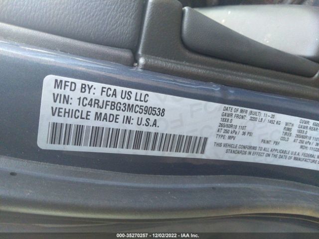 1C4RJFBG3MC590538 Jeep Grand Cherokee Limited