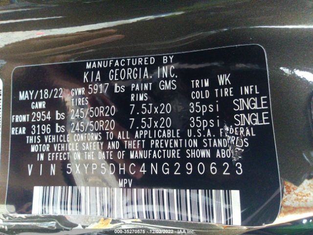 5XYP5DHC4NG290623 KIA Telluride Sx