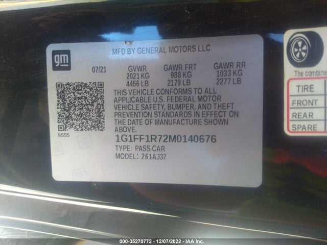Chevrolet CAMARO LT1 2021 1G1FF1R72M0140676 Image 9